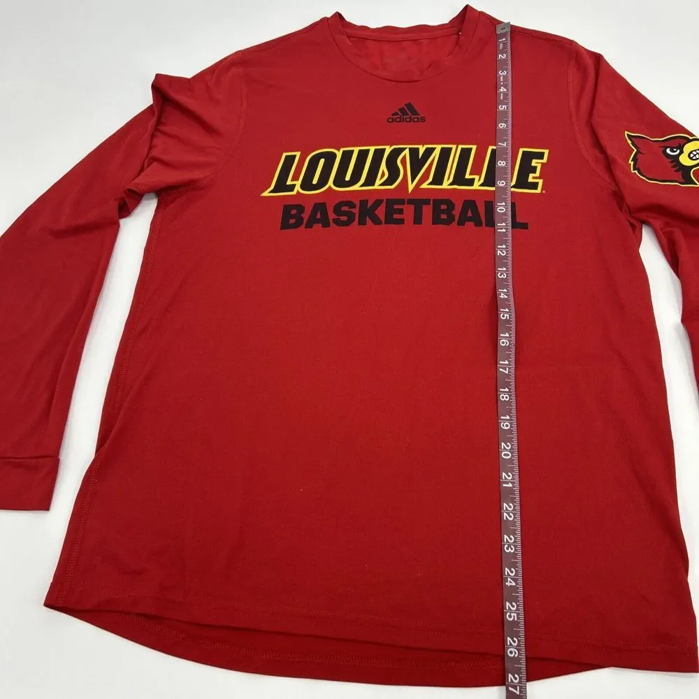 Louisville Cardinals Shirt Men's M Red adidas Long Sleeve Crew Neck Basketball‎